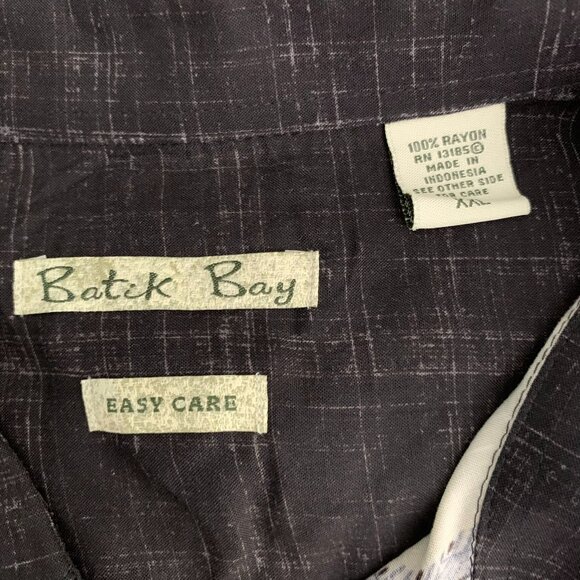 Batik Bay Button Up Hawaiian Camp Shirt XXL Black Palm Trees Rockabilly Rayon - Picture 6 of 6